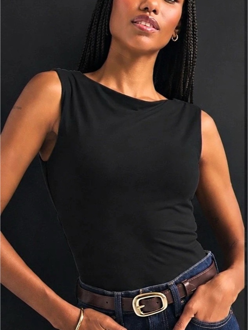 Abercrombie & Fitch Bra-Free Cowl-Back Top in Black Size Medium NWT